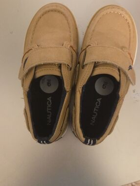 Nautica Kids Tan Canvas Hook-and-Loop Moccasins